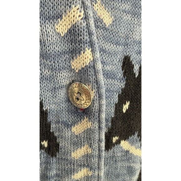 Vintage 90s Delia McKain Western Cowboy Roping Cardigan Sweater Size Lg Blue - Picture 2 of 5